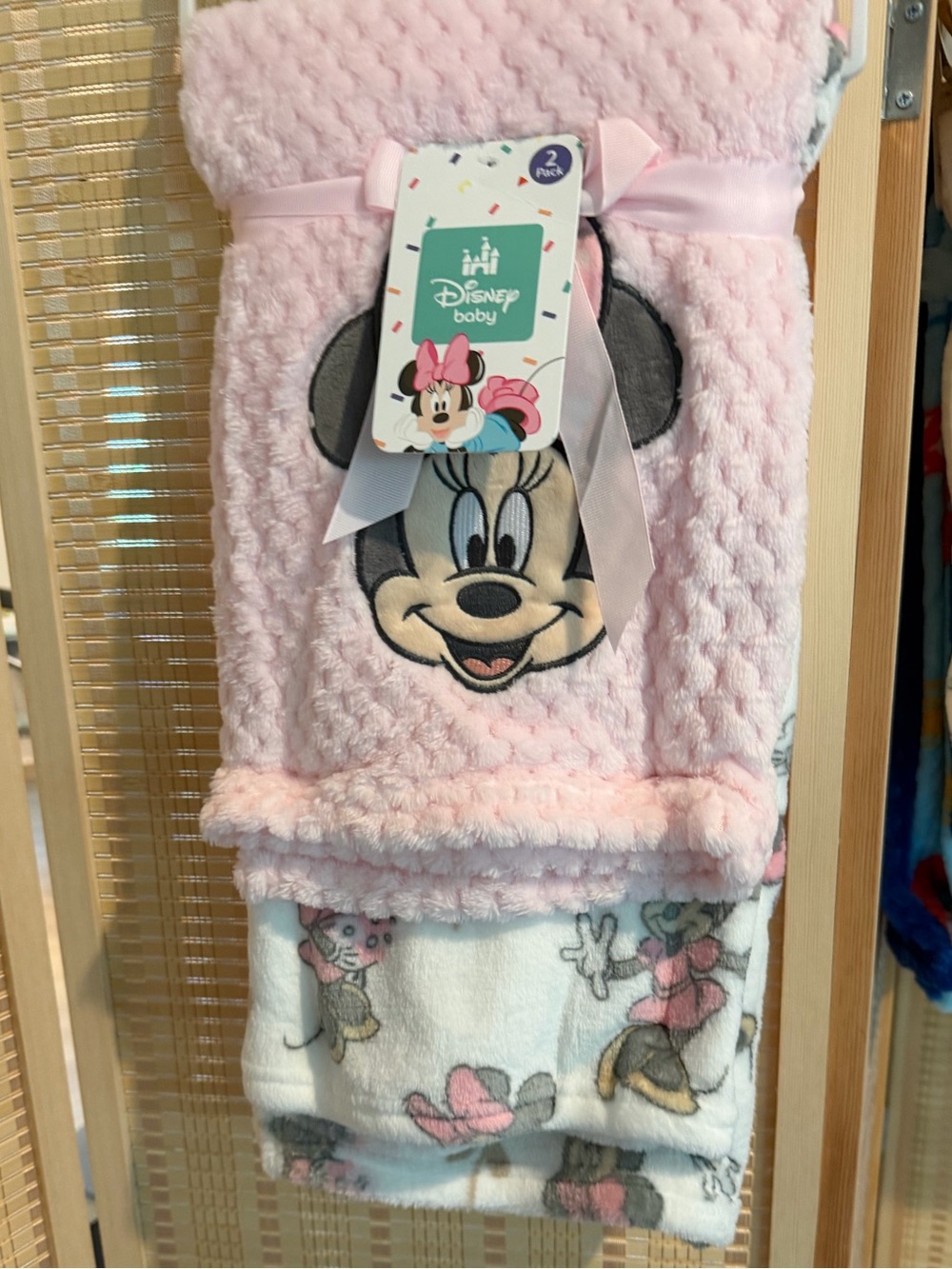 Disney Pink Minnie Mouse Plush Blanket Set 2 Pack